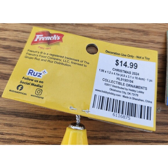 New Hidden Valley Ranch Salad Dressing Bottle ~ Mustard ~ Christmas Ornaments - Picture 6 of 8